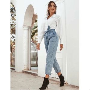 High Waist Tie Mom Jeans 💗